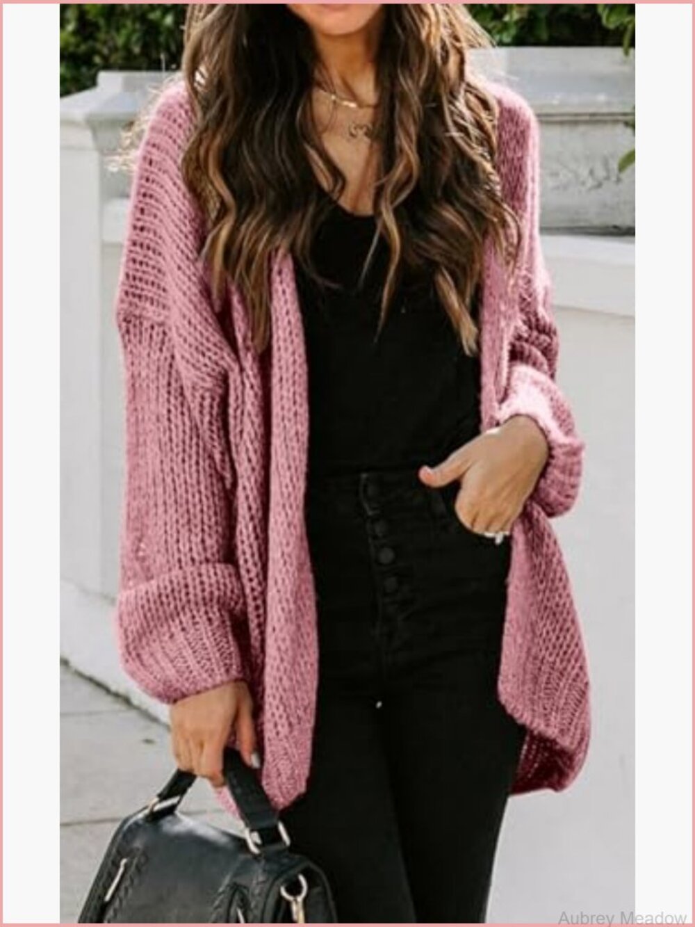 Long Sleeve Open Front Knit Cardigan Soft Loose Draped Sweater Coat - Picture 2 of 7